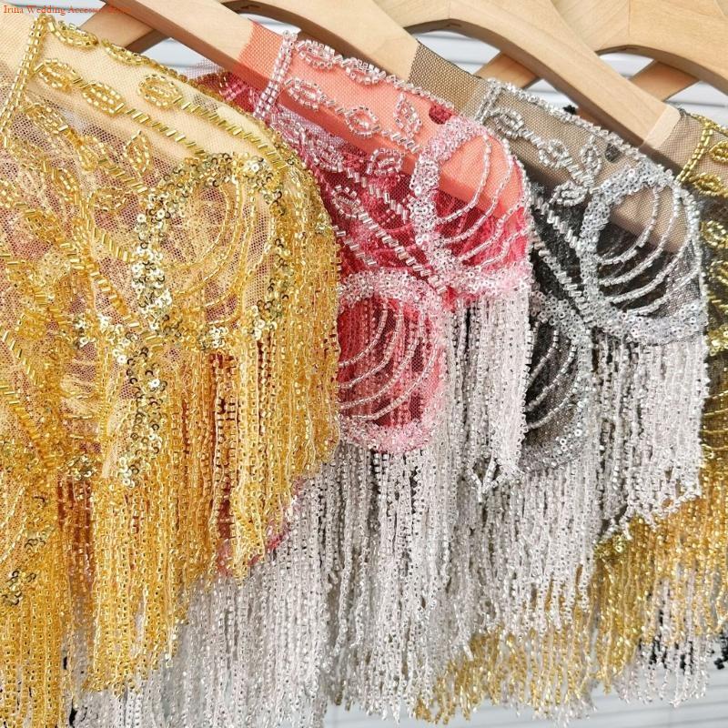 Stole Wedding Shawl - G92D 수 놓은 장식 조각 파란색