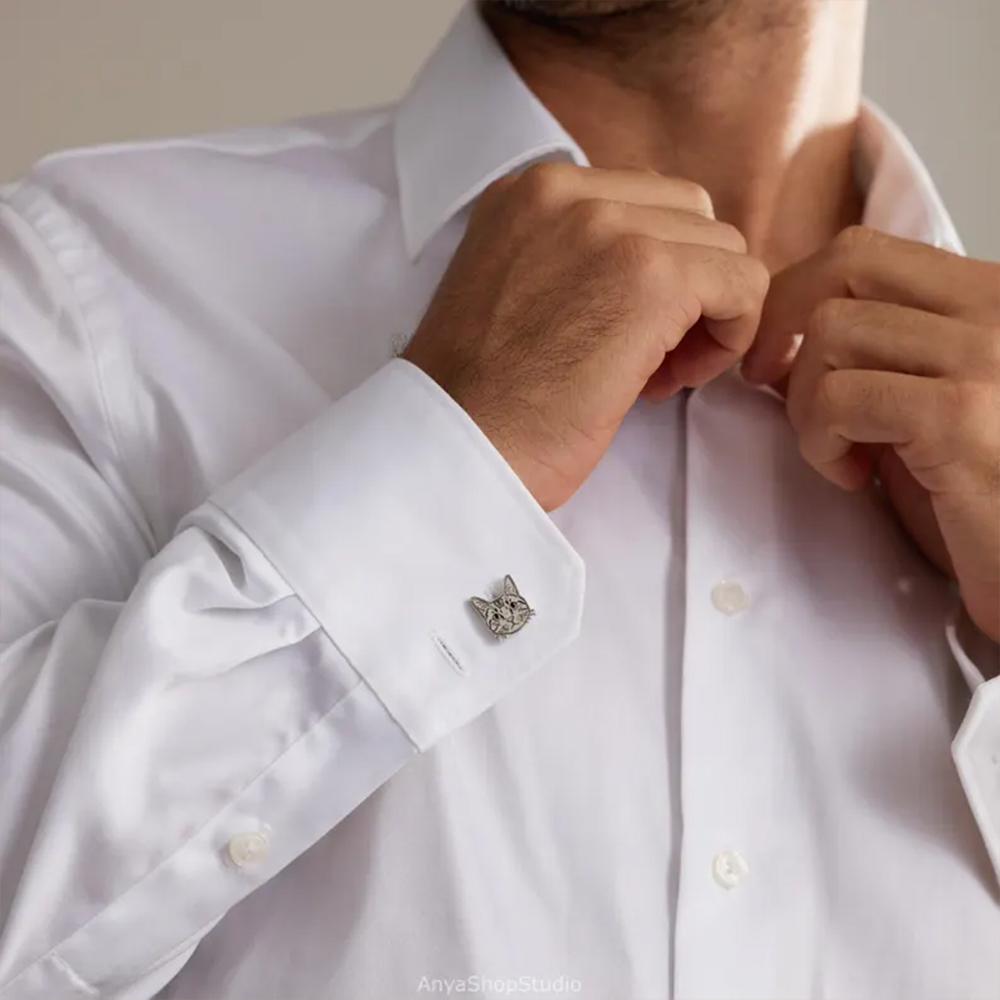 맞춤형 반려동물 초상화 커프링크스, 고양이/강아지 사진 - Tie Clip Silver 리뷰 및 가격
