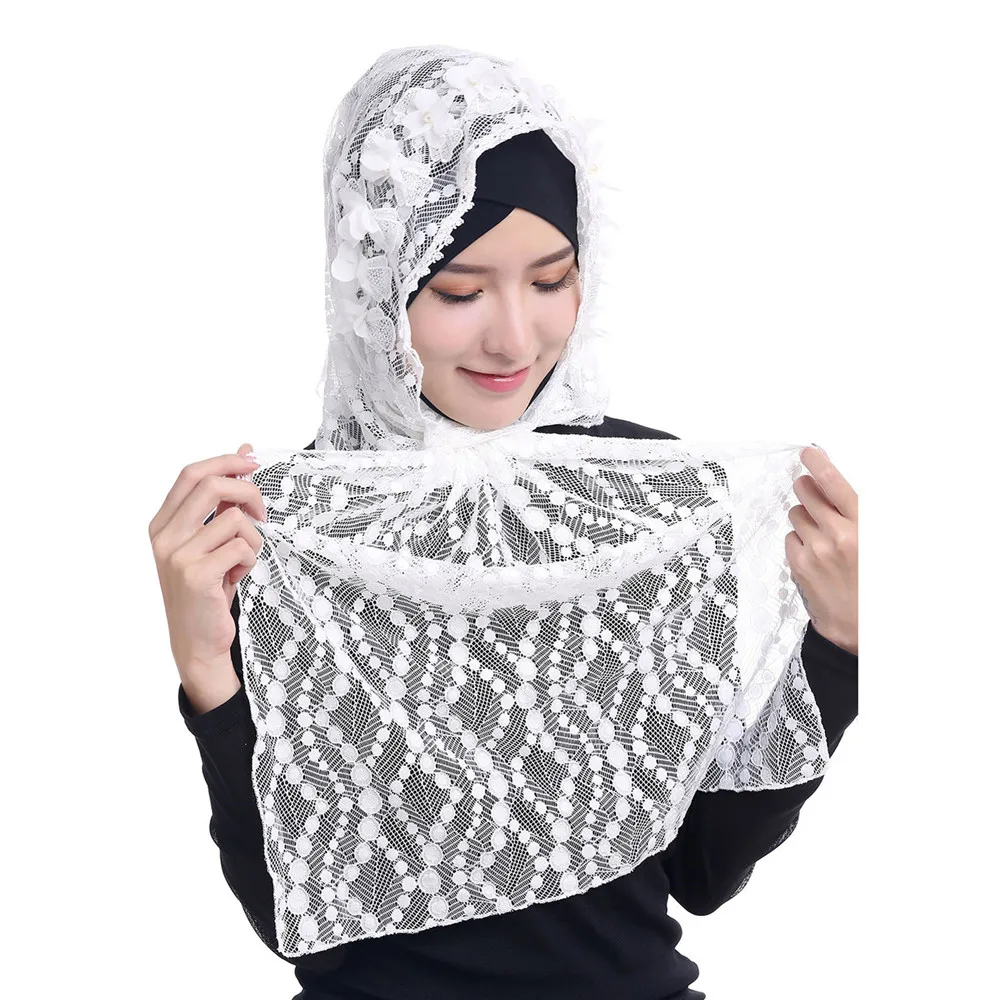 순색 통기성 여성 레이스 스카프 랩 헤드스카프 홀로우  - Stole Wedding Shawl 리뷰 및 가격